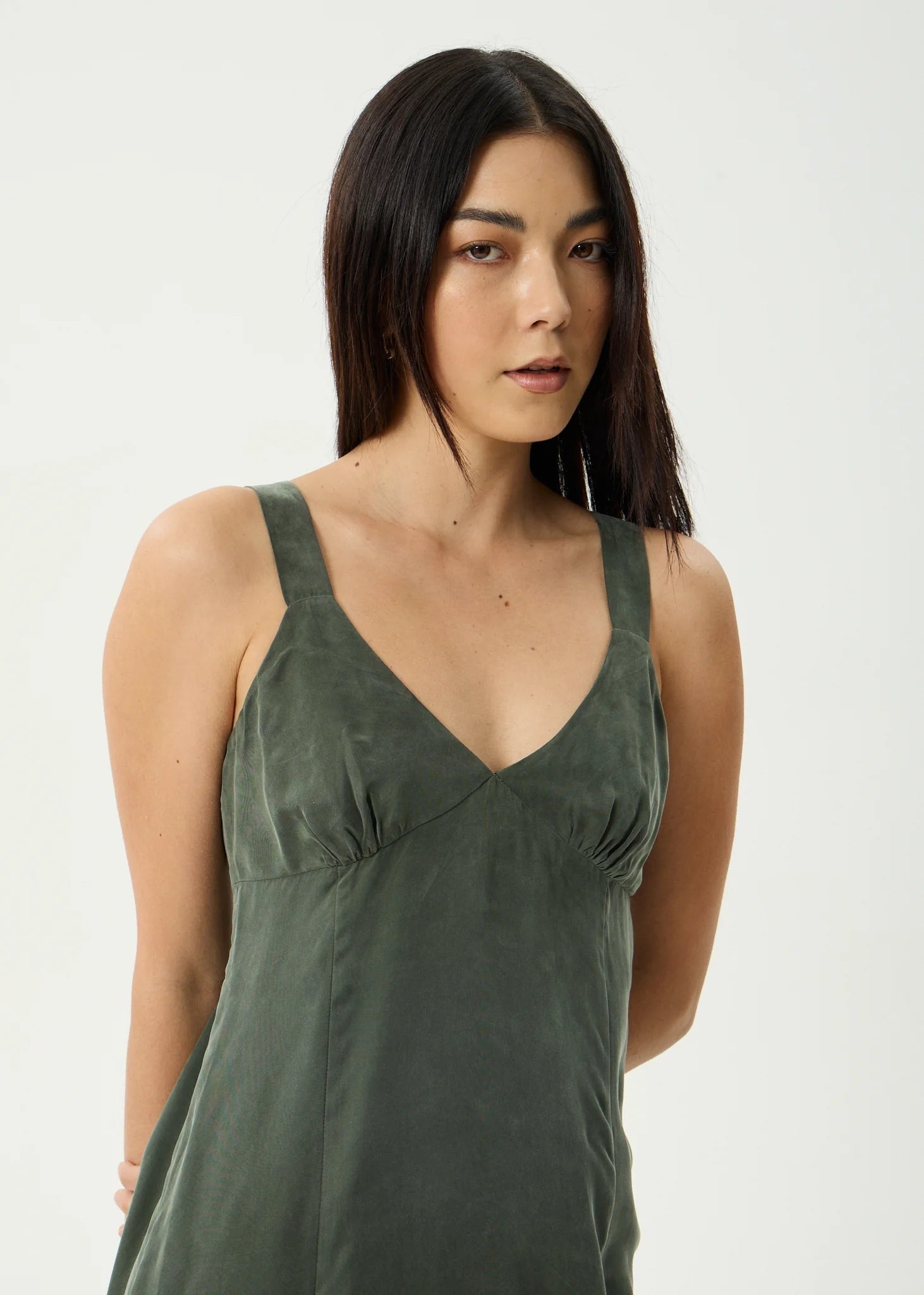 Afends Gerry Cupro Mini Dress - Deep Green Hot Property Afends Gerry Cupro Mini Dress - Deep Green Hot Property