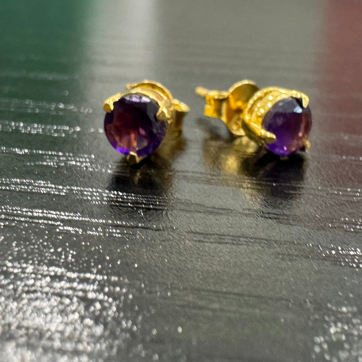 Aria Studs - Amethyst Gemstone Gold