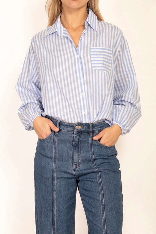 Capri Stripe Blouse Light Blue