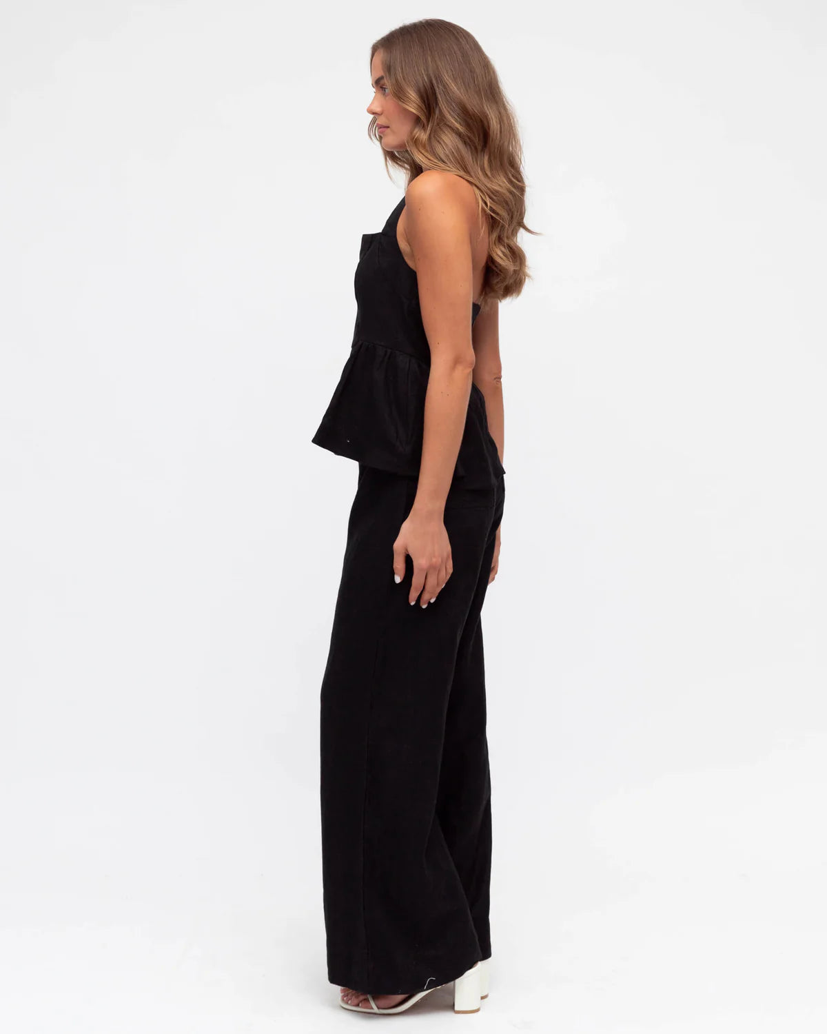 Paige Halter Top Black 100% Linen