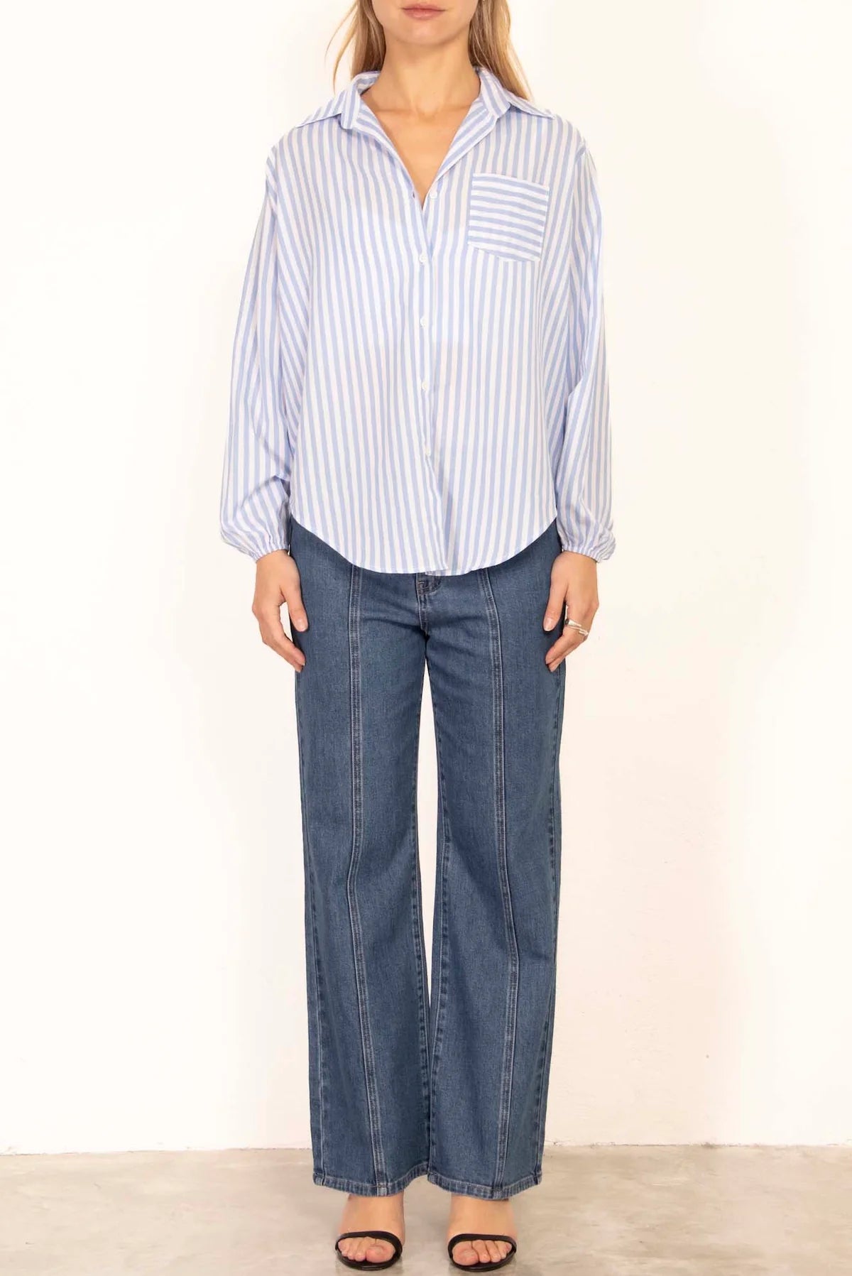 Capri Stripe Blouse Light Blue