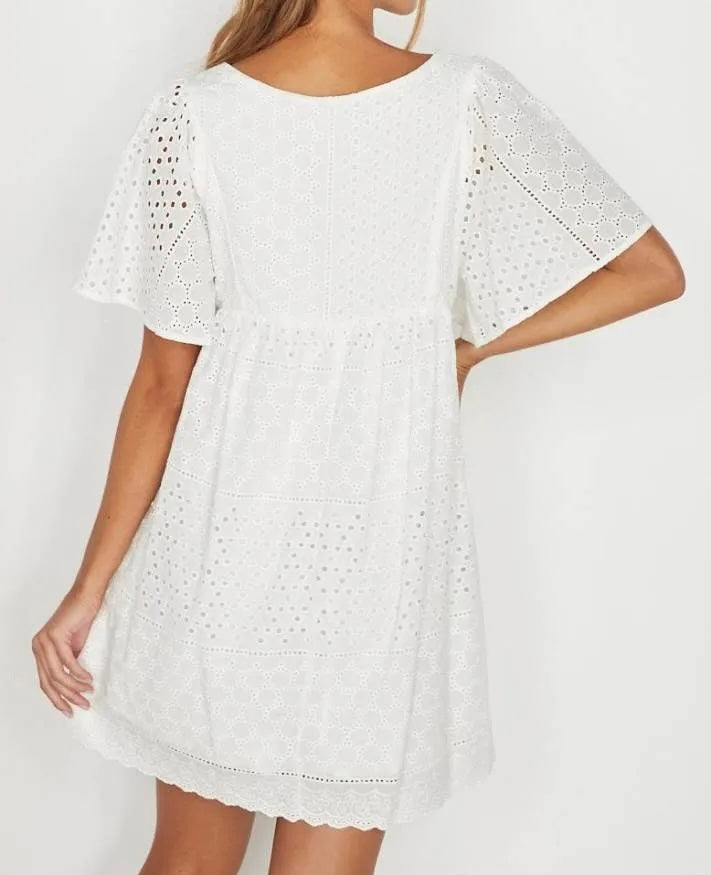 Indikah White Smock Dress