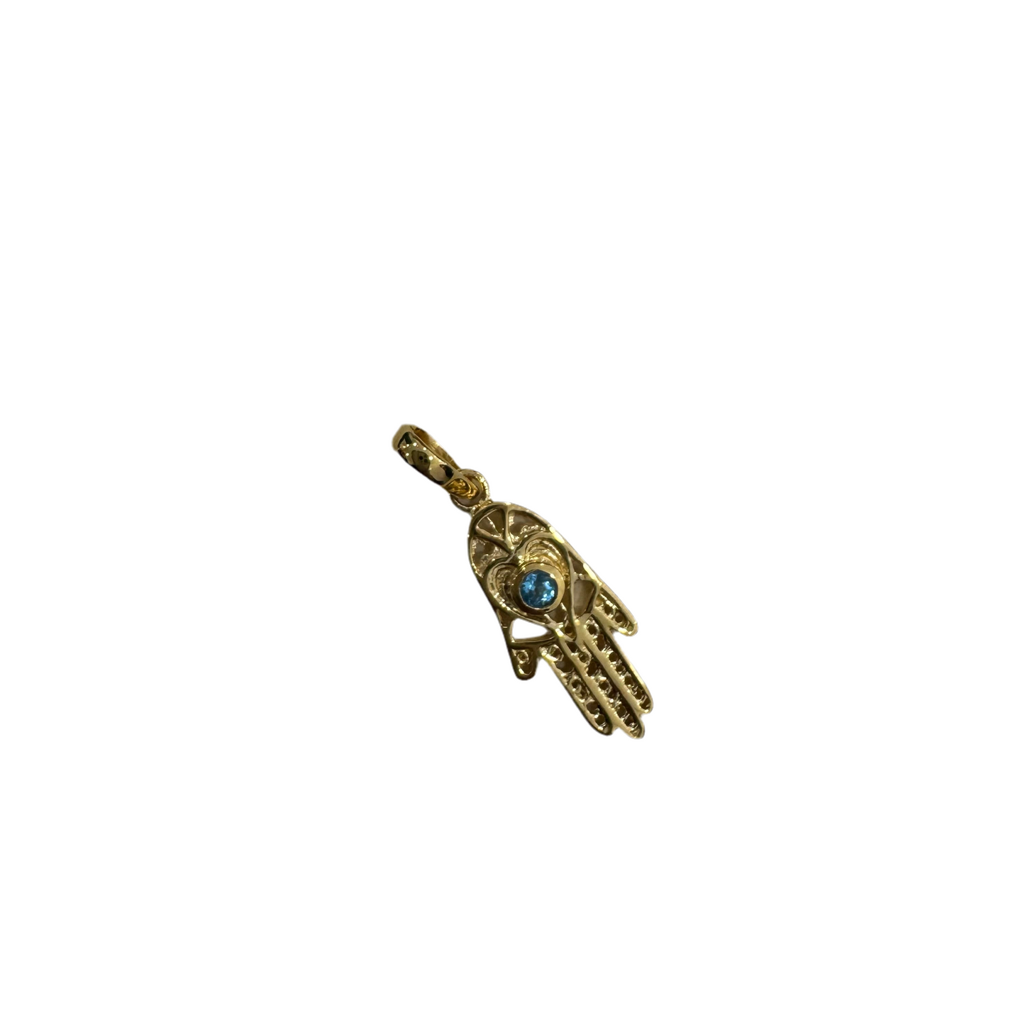 Amore Palm  Pendant - Blue Topaz Gemstone Gold