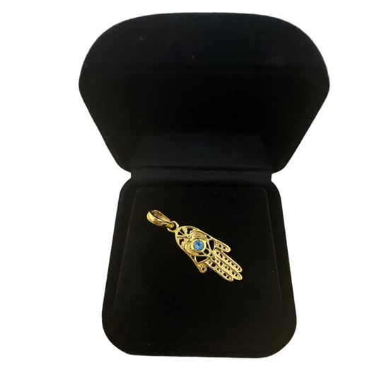 Amore Palm  Pendant - Blue Topaz Gemstone Gold