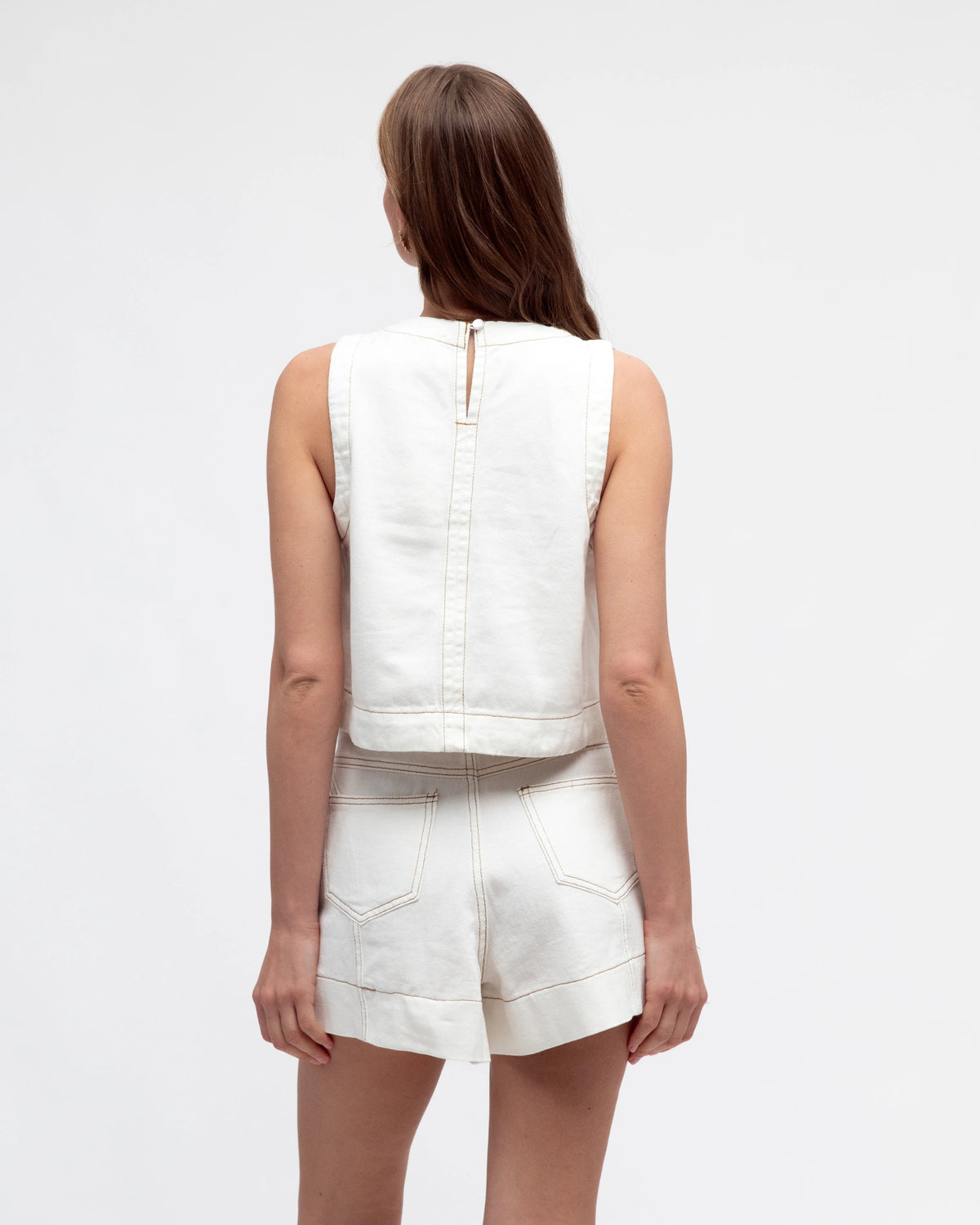 Paper Heart Everyday Two Tone Denim Shorts - White