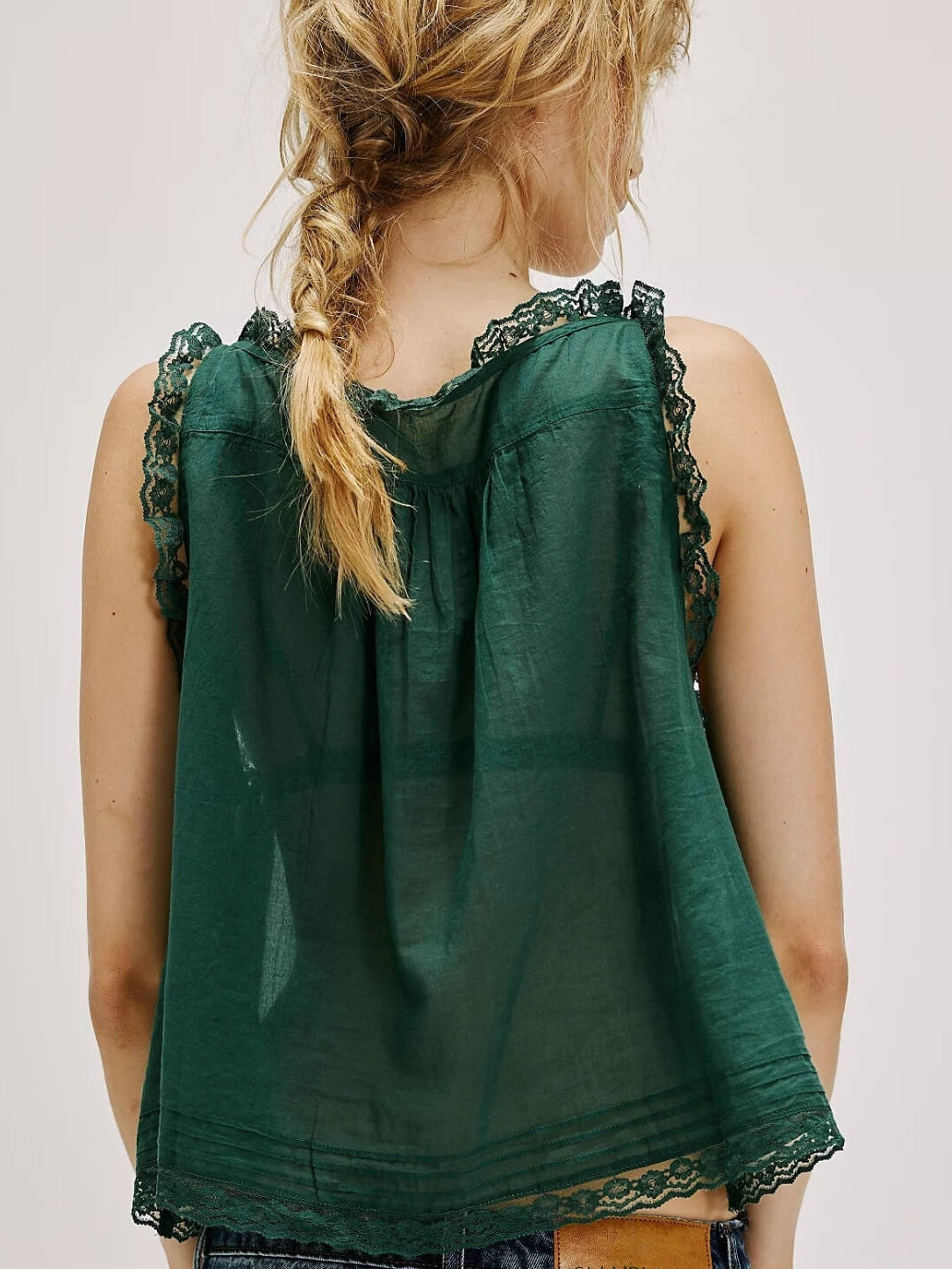 Boho Lace Top Dark Green