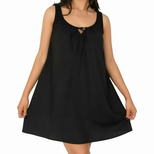 By Frankie Elastic Tie Mini Dress Black
