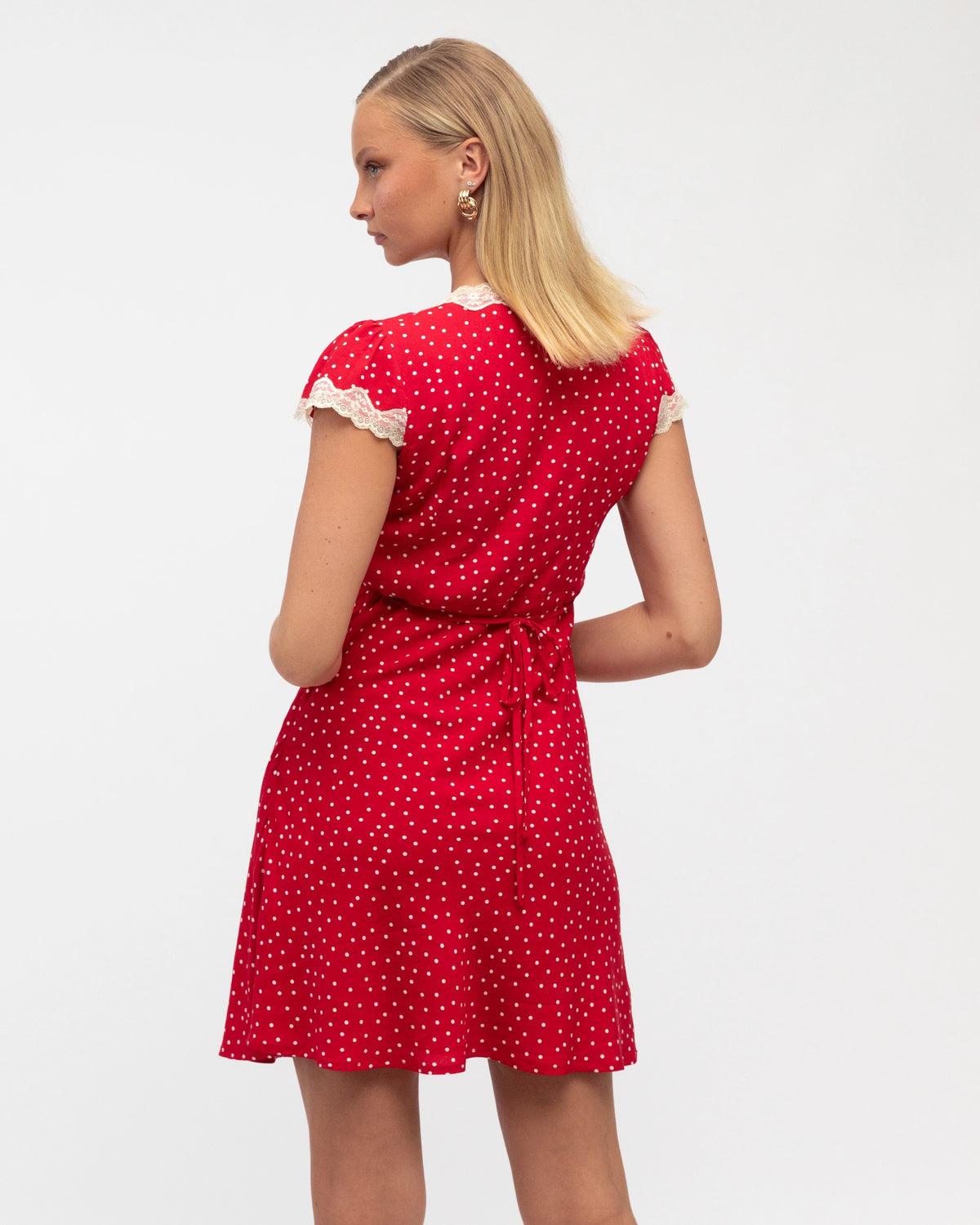 Sia Lace Trim Mini Dress Red