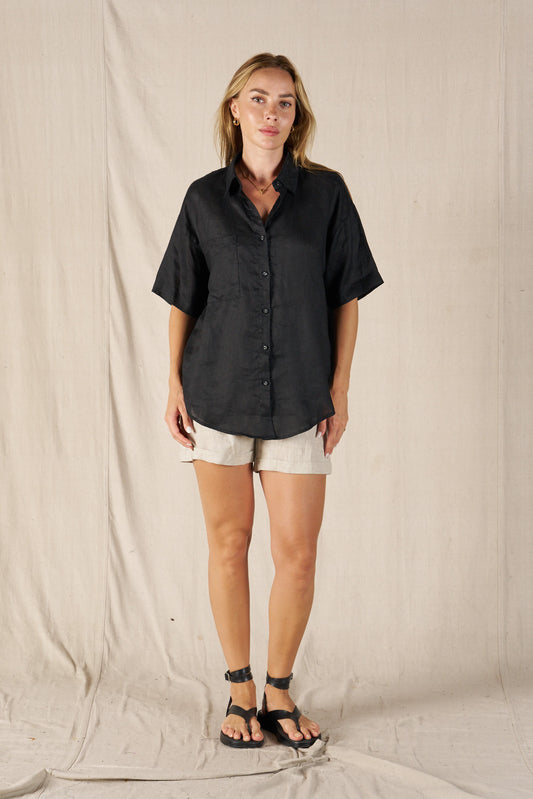 Lusso Linen Shirt Black