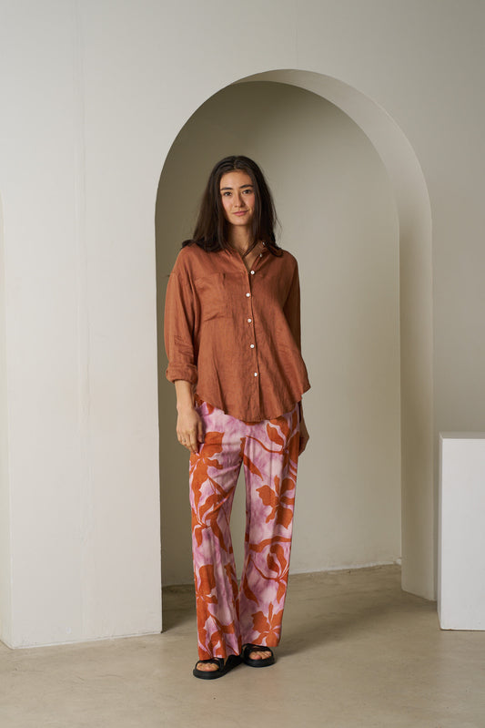 Millie Linen Shirt Rust